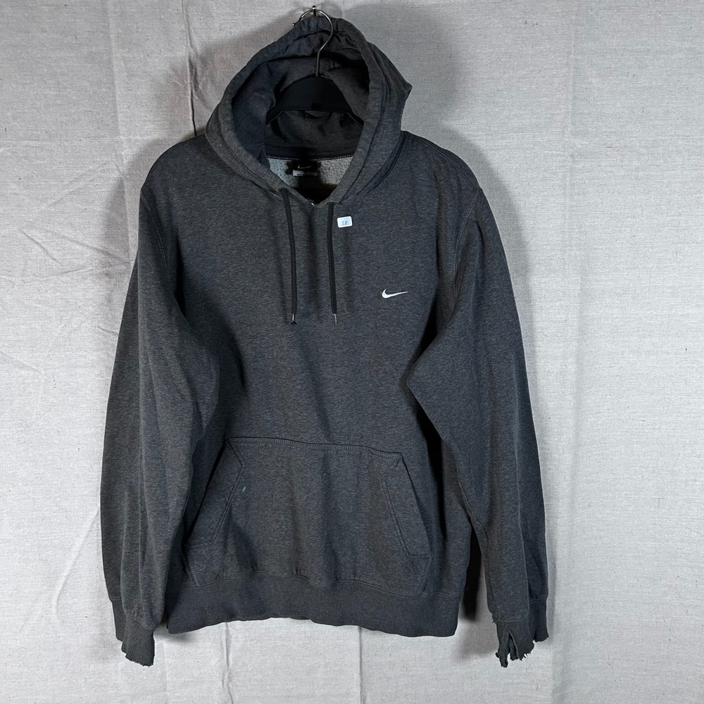 Nike Sportswear Mens Hoodie Sweater Grey Fleece Swoosh Pullover Size Large